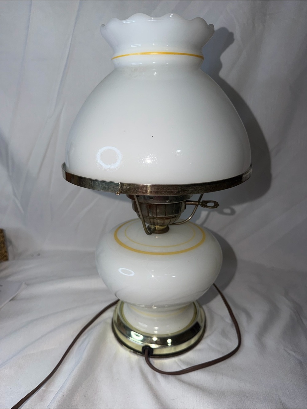 Vintage Floral Milk Glass "Gone With The Wind" Style Hurricane Lamp - Picture 10 of 16